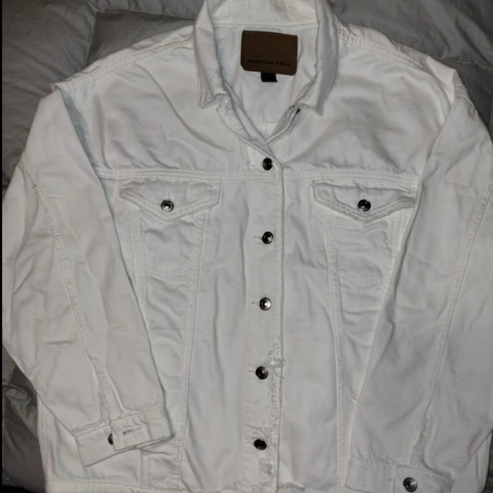 American Eagle Outfitters White Denim Jacket